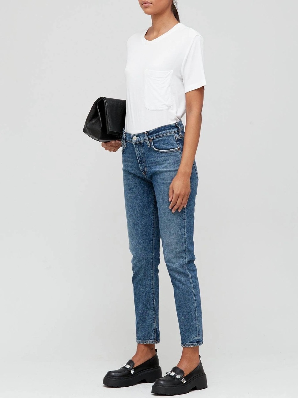 AGOLDE Toni Mid Rise Straight Jean in Dime Wash